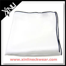 Colored Rolled Hem White Cotton Handkerchief